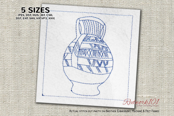 African Pottery Lineart Embroidery Review