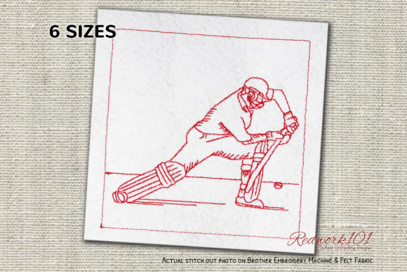 Batsmen Playing Cricket Embroidery