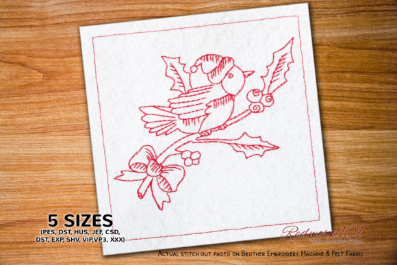 Christmas Bird Redwork Design Review