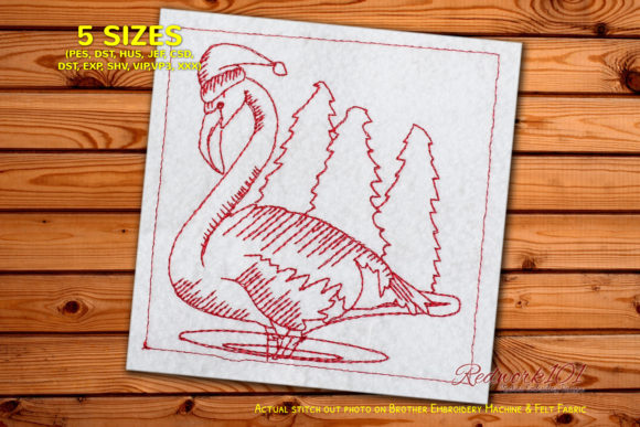 Christmas Flamingo Bird Redwork Review