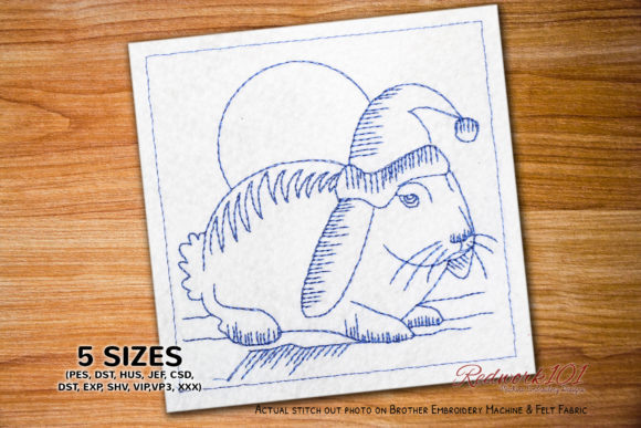 Christmas Rabbit Redwork Embroidery Review