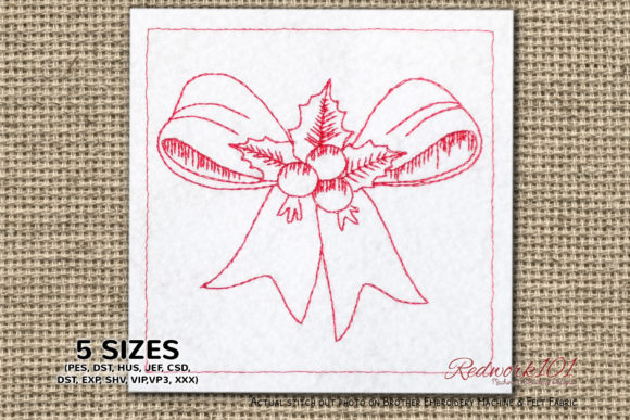Christmas Ribbon Redwork Embroidery Review
