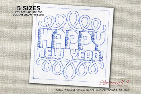 Happy New Year Pattern Redwork Review