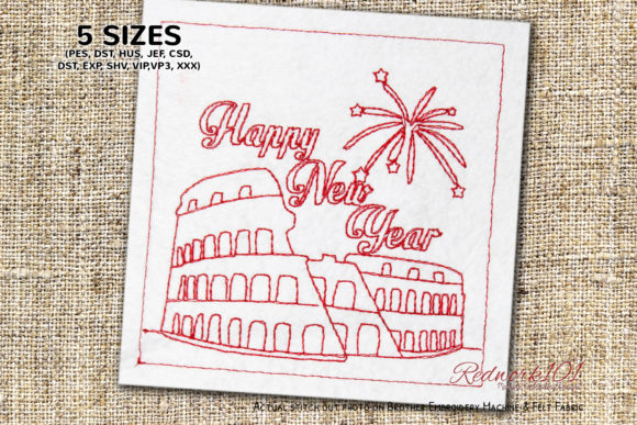 New Year Firework Colosseum Embroidery