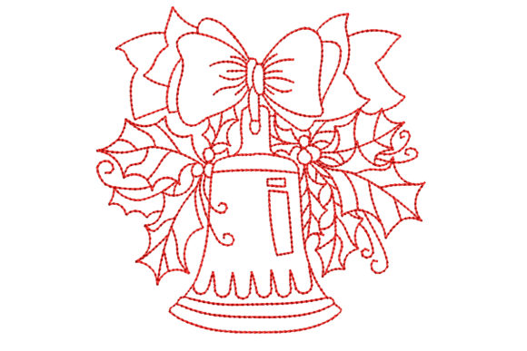 Redwork Christmas Bell with Big Bow Review